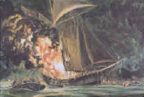 Naval War Museum Picture of <i>Gaspee</i>Burning