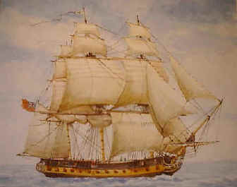 English Frigate at time of American Revolutions